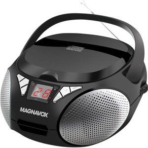 Portable Top Loading CD Boombox with AM/FM Stereo Radio in Black | CD-R/CD-RW